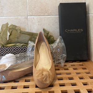 NWT still in the original box CHARLES ballet flats w/ furry pompom